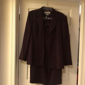B.M.I. Studio 3 piece Skirt Suit Wine/Burgundy color, Size 14